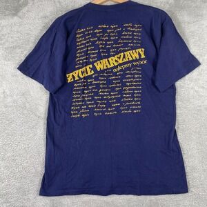 Vintage Poland Zycie Warszawy Shirt Mens Large Navy Polish Tourist Tee